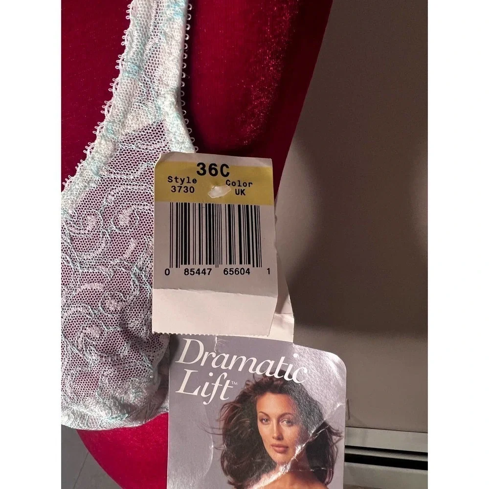 NWT Bali Lift‎ Full Support underwire bra 36C white blue